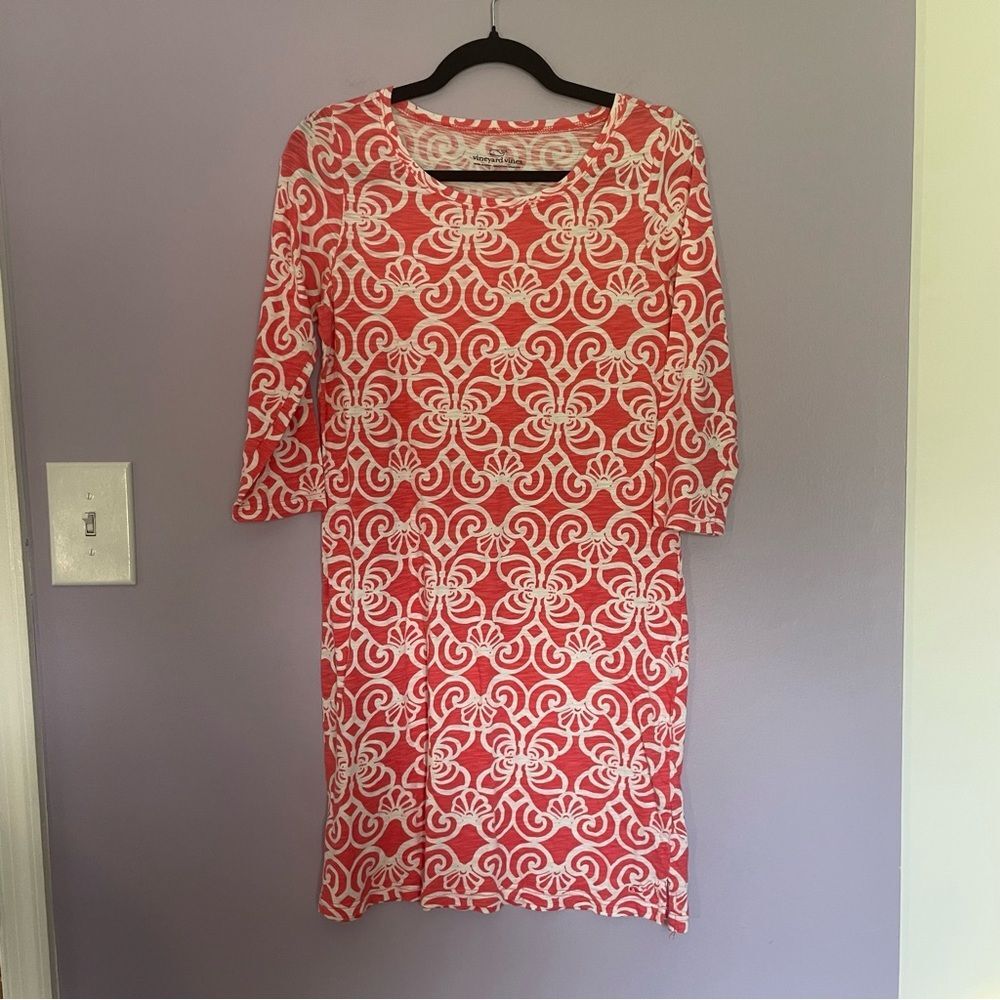 Vineyard Vines Lightweight Dress size XS Pink & White Paterned Coastal Boho